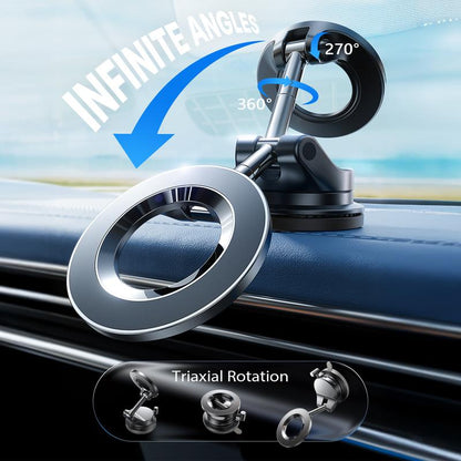LISEN Vacuum Magsafe Car Mount Magnetic Phone Holder, 360° Adjustable for Magsafe Car Holder Foldable Suction Phone Mount for Car, for Garmin Gps/Mirror/Smooth Surface, for Iphone 16 Pro Max 15