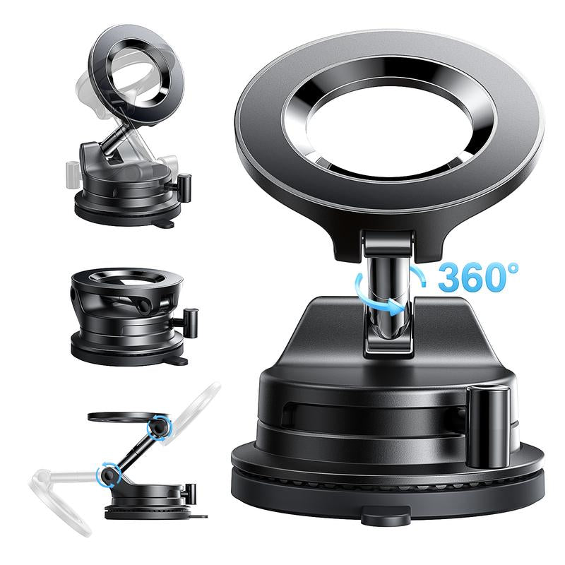 LISEN Vacuum Magsafe Car Mount Magnetic Phone Holder, 360° Adjustable for Magsafe Car Holder Foldable Suction Phone Mount for Car, for Garmin Gps/Mirror/Smooth Surface, for Iphone 16 Pro Max 15
