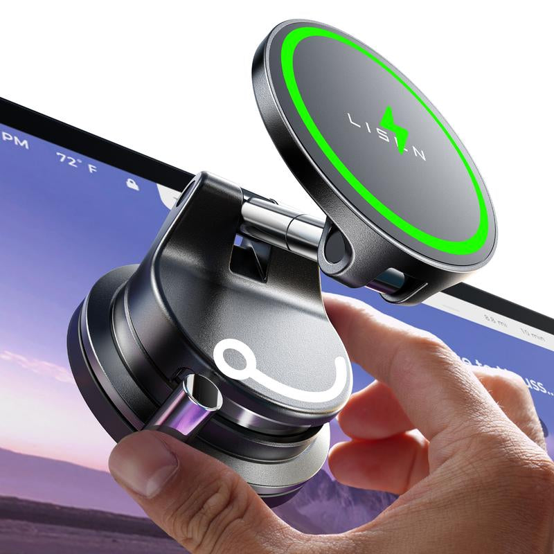 LISEN Vacuum Magsafe Car Mount Magnetic Phone Holder, 360° Adjustable for Magsafe Car Holder Foldable Suction Phone Mount for Car, for Garmin Gps/Mirror/Smooth Surface, for Iphone 16 Pro Max 15