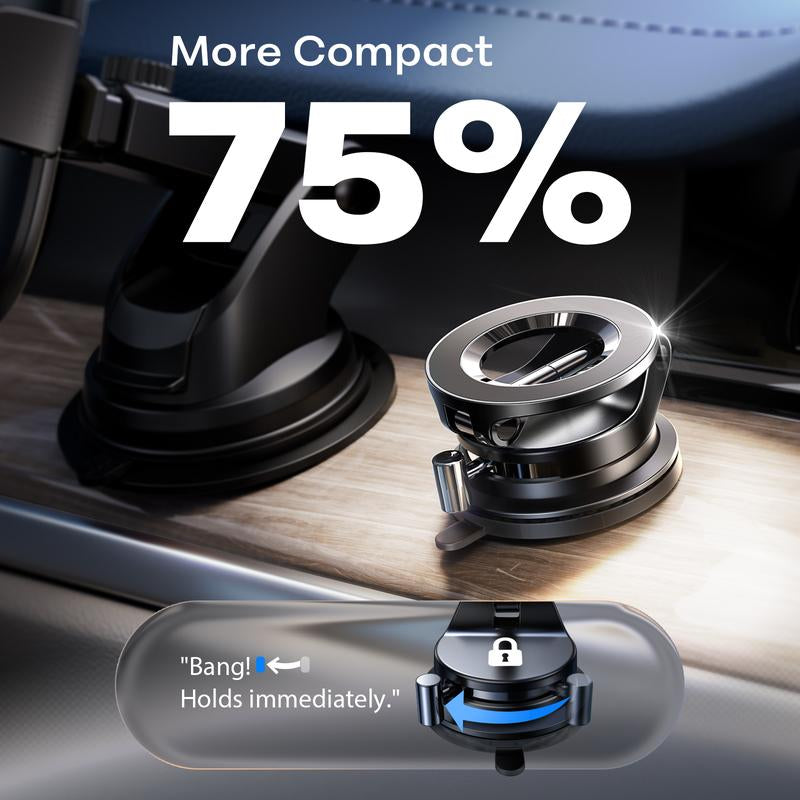 LISEN Vacuum Magsafe Car Mount Magnetic Phone Holder, 360° Adjustable for Magsafe Car Holder Foldable Suction Phone Mount for Car, for Garmin Gps/Mirror/Smooth Surface, for Iphone 16 Pro Max 15