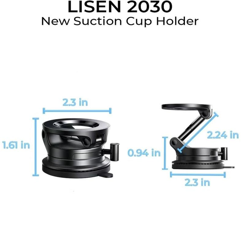 LISEN Vacuum Magsafe Car Mount Magnetic Phone Holder, 360° Adjustable for Magsafe Car Holder Foldable Suction Phone Mount for Car, for Garmin Gps/Mirror/Smooth Surface, for Iphone 16 Pro Max 15