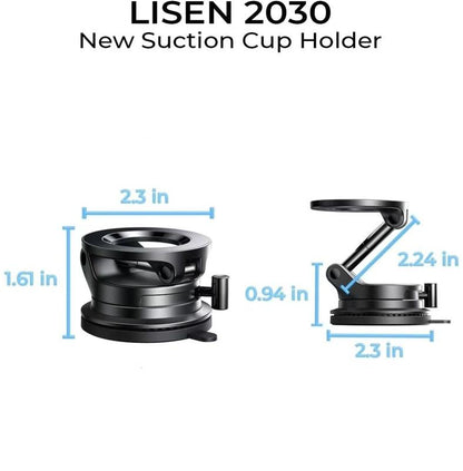 LISEN Vacuum Magsafe Car Mount Magnetic Phone Holder, 360° Adjustable for Magsafe Car Holder Foldable Suction Phone Mount for Car, for Garmin Gps/Mirror/Smooth Surface, for Iphone 16 Pro Max 15